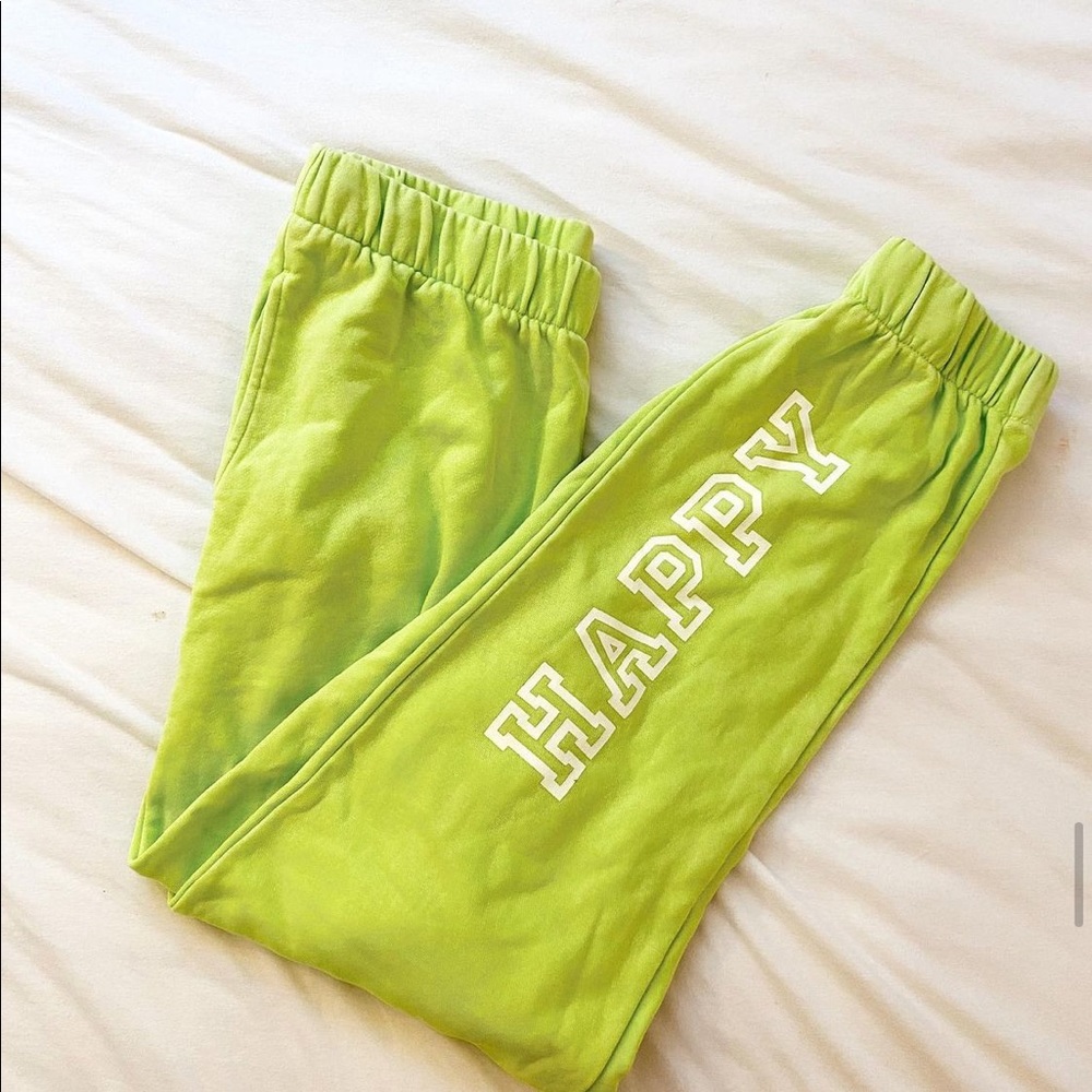 Neon yellow happy joggers